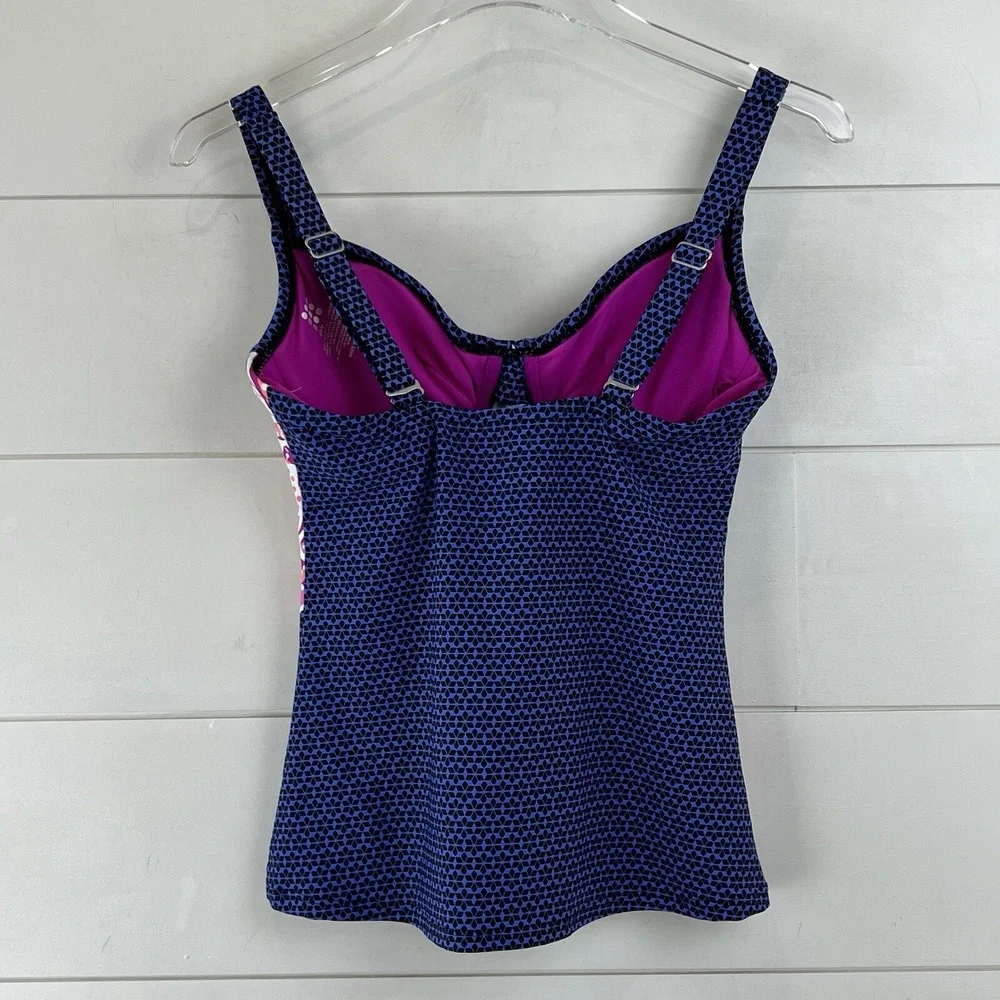 NEW Title Nine Bodacious‎ Swim Tankini Top 32C SAPPHIRE FLORAL PLACED PRINT